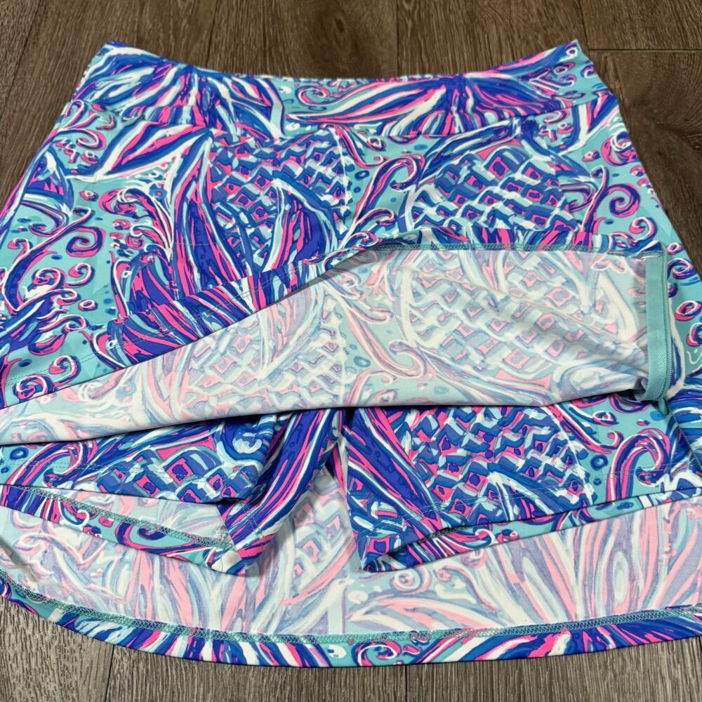 Lulu B Skort Womens Small Tropical Pineapple Print Blue Pink Golf Tennis Stretch - Picture 8 of 11